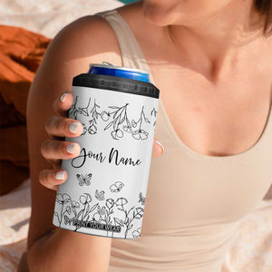 Personalized Wildflower Floral 4 in 1 Can Cooler Tumbler Custom Name Gifts For Her TB10 Print Your Wear