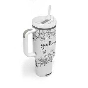 Personalized Wildflower Floral Tumbler With Handle Custom Name Gifts For Her TB10 Print Your Wear