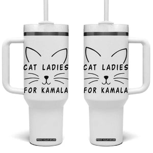 Harris 2024 Tumbler With Handle Cat Lady Ladies for Kamala Madam President TB10 One Size: 40 oz White Print Your Wear
