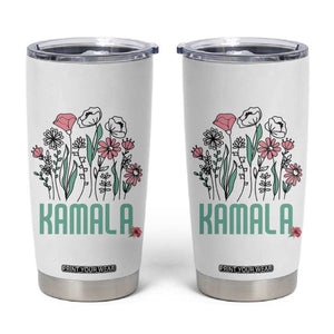 Harris 2024 Tumbler Cup Kamala Madam President Flowers TB10 White Print Your Wear