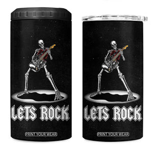 Skeleton Guitar Guy 4 in 1 Can Cooler Tumbler Let's Rock And Roll Band Rock On Vintage Rocker Funny Halloween Gifts TB10 One Size: 16 oz Black Print Your Wear