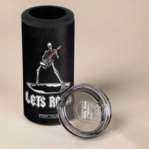 Skeleton Guitar Guy 4 in 1 Can Cooler Tumbler Let's Rock And Roll Band Rock On Vintage Rocker Funny Halloween Gifts TB10 Print Your Wear