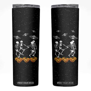 Dancing Skeletons Skinny Tumbler Funny Retro Halloween TB10 Black Print Your Wear
