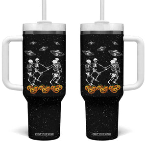 Dancing Skeletons Tumbler With Handle Funny Retro Halloween TB10 One Size: 40 oz Black Print Your Wear