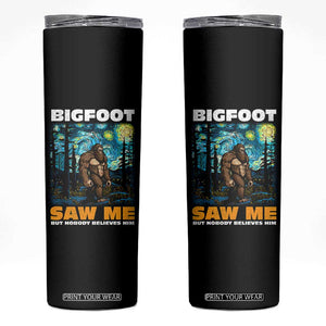 Funny Bigfoot Gifts Skinny Tumbler Retro Sasquatch Starry Night Van Gogh Sky Painting TB10 Black Print Your Wear
