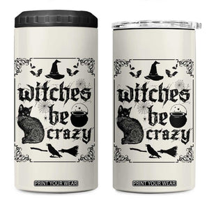 Witch Halloween Iced Coffee 4 in 1 Can Cooler Tumbler Funny Witches Be Crazy Black Cat Witchy Vibes Witchcraft TB10 One Size: 16 oz Beige Print Your Wear