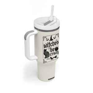 Witch Halloween Iced Coffee Tumbler With Handle Funny Witches Be Crazy Black Cat Witchy Vibes Witchcraft TB10 Print Your Wear