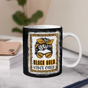 Leopard Football Coffee Mug Black Gold Vibes Only Football Girl Women Kids TB10 Print Your Wear