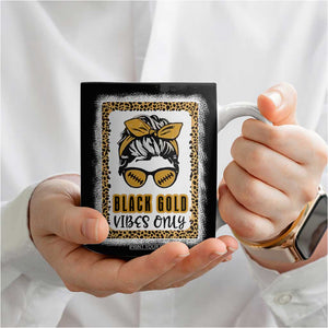 Leopard Football Coffee Mug Black Gold Vibes Only Football Girl Women Kids TB10 Print Your Wear