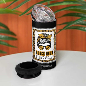 Leopard Football 4 in 1 Can Cooler Tumbler Black Gold Vibes Only Football Girl Women Kids TB10 Print Your Wear