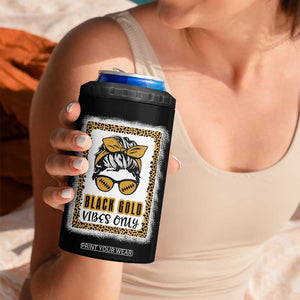 Leopard Football 4 in 1 Can Cooler Tumbler Black Gold Vibes Only Football Girl Women Kids TB10 Print Your Wear