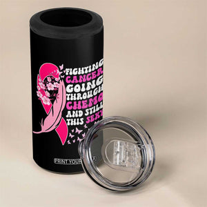 Funny Breast Cancer 4 in 1 Can Cooler Tumbler Pink Ribbon American Flag Fighting Cancer Still Sexy TB10 Print Your Wear