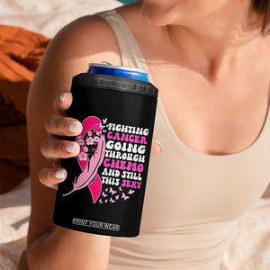 Funny Breast Cancer 4 in 1 Can Cooler Tumbler Pink Ribbon American Flag Fighting Cancer Still Sexy TB10 Print Your Wear