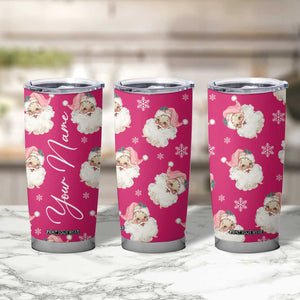 Personalized Christmas Tumbler Cup Custom Name Pink Santa Claus Retro Xmas Gifts TB10 Print Your Wear