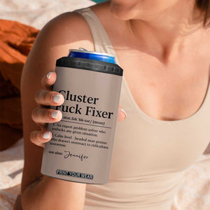 Personalized Coworker 4 in 1 Can Cooler Tumbler Custom Name Cluster Fuck An Expert Problem Solver Christmas Gift Brown TB10 Print Your Wear