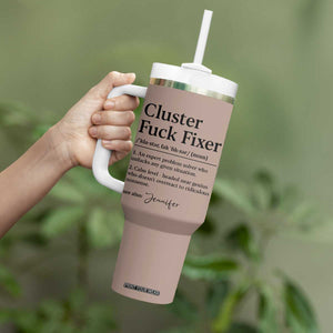 Personalized Coworker Tumbler With Handle Custom Name Cluster Fuck An Expert Problem Solver Christmas Gift Brown TB10 Print Your Wear
