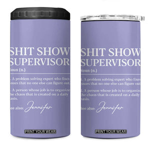 Personalized Boss Gifts 4 in 1 Can Cooler Tumbler Custom Name Shit Show Supervisor Gift for Boss Team Manger Director Purple TB10 One Size: 16 oz Purple Print Your Wear
