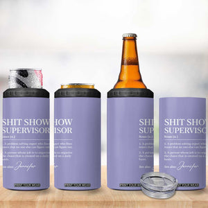Personalized Boss Gifts 4 in 1 Can Cooler Tumbler Custom Name Shit Show Supervisor Gift for Boss Team Manger Director Purple TB10 Print Your Wear