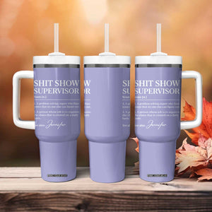 Personalized Boss Gifts Tumbler With Handle Custom Name Shit Show Supervisor Gift for Boss Team Manger Director Purple TB10 Print Your Wear