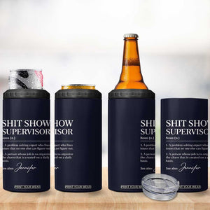Personalized Boss Gifts 4 in 1 Can Cooler Tumbler Custom Name Shit Show Supervisor Gift for Boss Team Manger Director Navy TB10 Print Your Wear