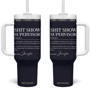 Personalized Boss Gifts Tumbler With Handle Custom Name Shit Show Supervisor Gift for Boss Team Manger Director Navy TB10 One Size: 40 oz Navy Print Your Wear
