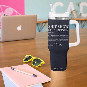 Personalized Boss Gifts Tumbler With Handle Custom Name Shit Show Supervisor Gift for Boss Team Manger Director Navy TB10 Print Your Wear