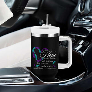 Suicide Prevention Awareness Tumbler With Handle Hope Is The Thing With Feathers That Perches In The Soul Heart TB11 Print Your Wear