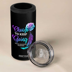 Suicide Prevention Awareness 4 in 1 Can Cooler Tumbler Choose To Keep Going Semicolon Rose Feather TB11 Print Your Wear