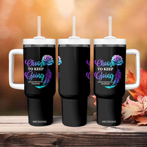 Suicide Prevention Awareness Tumbler With Handle Choose To Keep Going Semicolon Rose Feather TB11 Print Your Wear