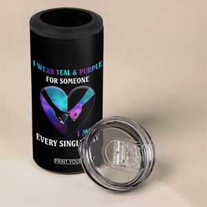 Suicide Prevention Awareness 4 in 1 Can Cooler Tumbler Teal And Purple For Someone I Miss Every Single Day Heart TB11 Print Your Wear
