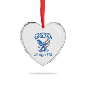 Tea Bagging England Since 1773 Heart Crystal Glass Ornament Patriotic Eagle 4th of July