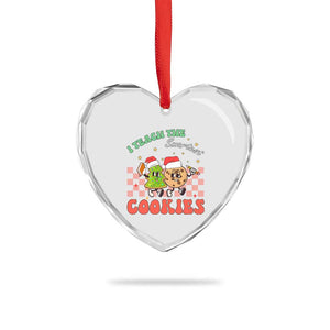 Teacher Christmas Heart Crystal Glass Ornament I Teach The Smartest Cookies Retro Groovy Xmas Cookies TS02 Print Your Wear