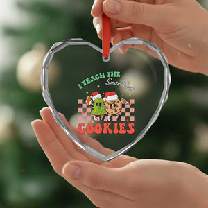 Teacher Christmas Heart Crystal Glass Ornament I Teach The Smartest Cookies Retro Groovy Xmas Cookies TS02 Print Your Wear