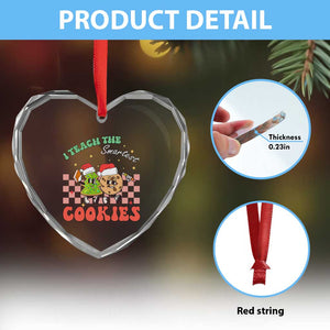 Teacher Christmas Heart Crystal Glass Ornament I Teach The Smartest Cookies Retro Groovy Xmas Cookies TS02 Print Your Wear