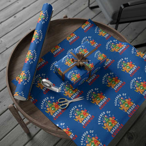 Teacher of Smart Cookies Christmas Gingerbread Man Wrapping Paper Roll Teacher of Smart Cookies TS02 Blue Print Your Wear