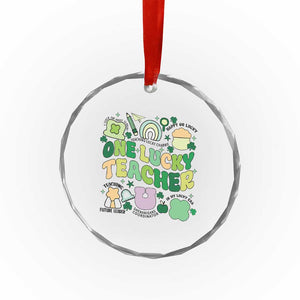 Teachers St Patrick's Day Crystal Glass Ornament One Lucky Teacher Retro Groovy TS02 Print Your Wear