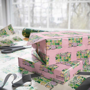 Teachers St Patrick's Day Wrapping Paper Roll One Lucky Teacher Retro Groovy TS02 Light Pink Print Your Wear