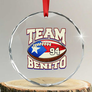 Team Benito Puerto Rico Football Pride Crystal Glass Ornament Number 94 Vintage Game Day Music Artist Fan TS02 Transparent Glass 3'' Circle Print Your Wear
