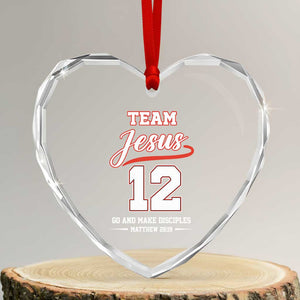 Team Jesus 12 Christian Sports Style Heart Crystal Glass Ornament Go And Make Disciples Matthew 28:19 Faith Athletic Inspired Gift TS02 Transparent Glass 3'' Heart Print Your Wear