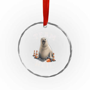 Team Neil The Seal Crystal Glass Ornament Funny Tasmania Elephant Seal with Traffic Cone TS11 Print Your Wear