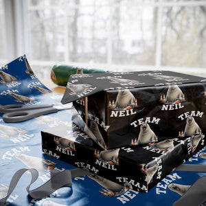 Team Neil The Seal Wrapping Paper Roll Funny Tasmania Elephant Seal with Traffic Cone TS11 Black Print Your Wear