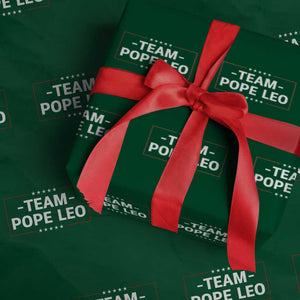 Team Pope Leo XIV Wrapping Paper Roll Catholic Pride Religious Faith Solidarity TS02 Green Print Your Wear