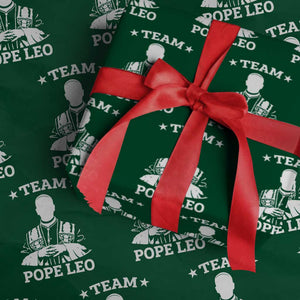 Team Pope Leo XIV Wrapping Paper Roll Vintage Catholic Faith Historical Religious Support TS02 Green Print Your Wear