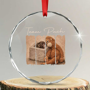 Team Punch Crystal Glass Ornament Baby Monkey And Plush Toy Viral TS14 Transparent Glass 3'' Circle Print Your Wear