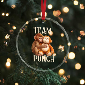 Team Punch Cute Baby Monkey Hugging Plush Toy Graphic Crystal Glass Ornament TS02 Print Your Wear