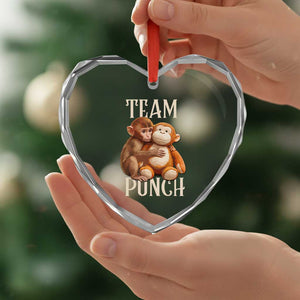 Team Punch Cute Baby Monkey Hugging Plush Toy Graphic Heart Crystal Glass Ornament TS02 Print Your Wear