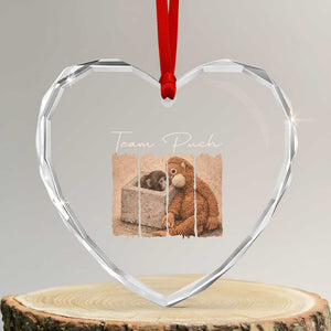 Team Punch Heart Crystal Glass Ornament Baby Monkey And Plush Toy Viral TS14 Transparent Glass 3'' Heart Print Your Wear