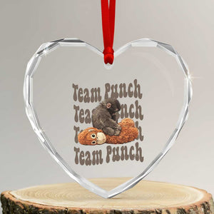 Team Punch Monkey Heart Crystal Glass Ornament Baby Monkey And Plush Toy Viral TS14 Transparent Glass 3'' Heart Print Your Wear