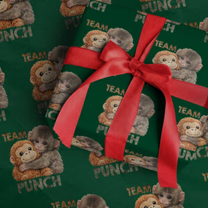 Team Punch Viral Baby Monkey Wrapping Paper Roll Cute Monkey Hugging Plush Toy Internet Trend Gift TS02 Green Print Your Wear