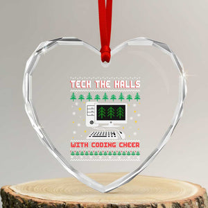 Tech Support Christmas Heart Crystal Glass Ornament Tech The Halls With Cooking Cheer TS14 Transparent Glass 3'' Heart Print Your Wear
